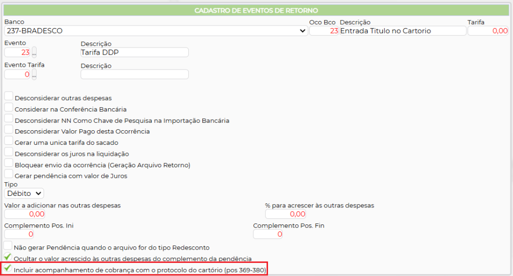 Figura 3 – Opção para considerar protocolo