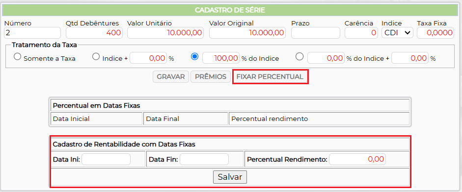 Figura 5 – Cadastrar percentual fixo