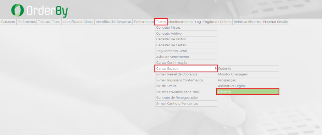 Figura 1 – Caminho configuração email