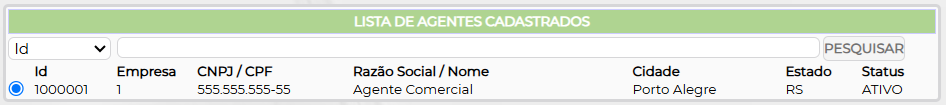 Figura 2 – Caminho para cadastro do agente
