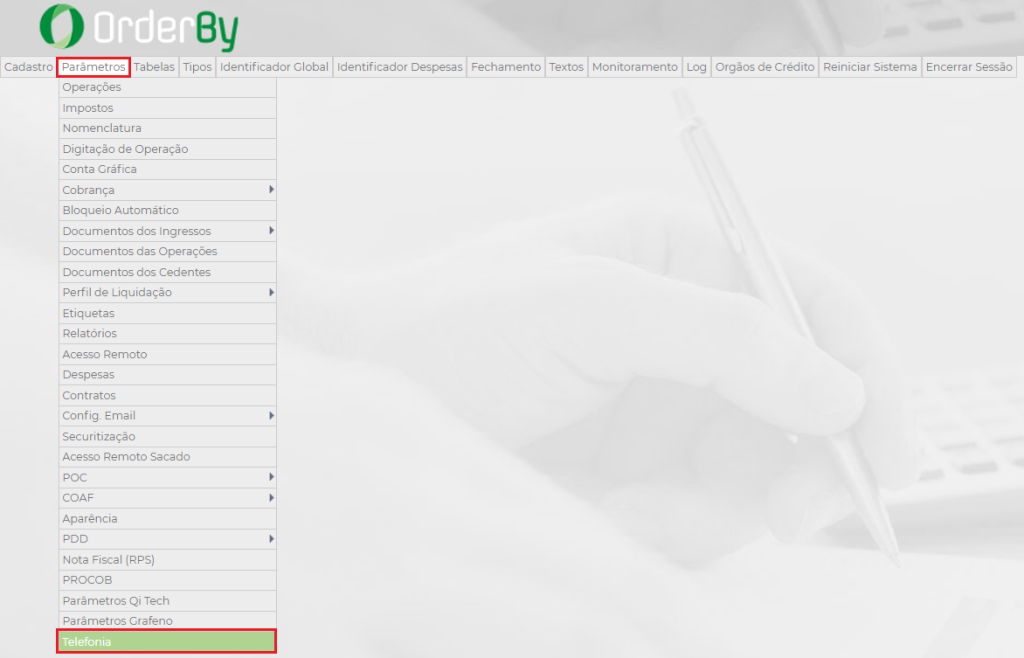 Figura 1 – Caminho configurações