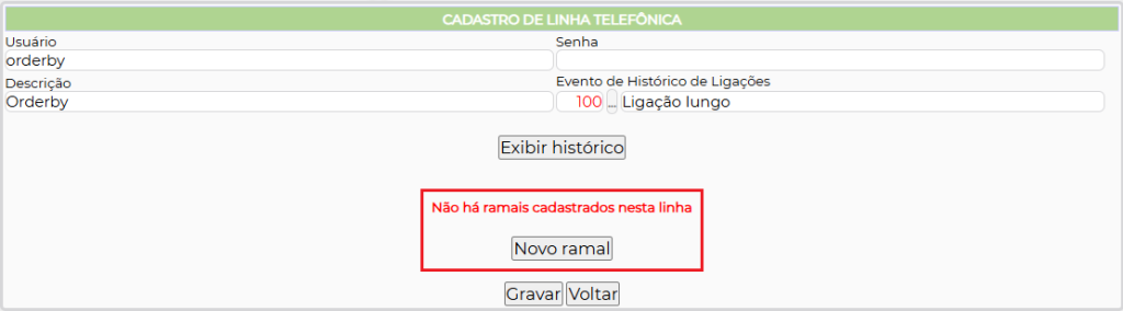 Figura 5 – Nova ramal