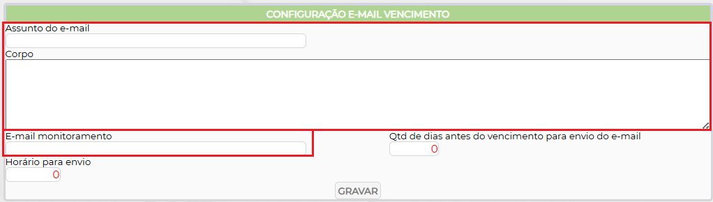 Figura 2 – Configurações de envio de e-mail