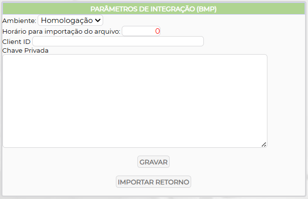 Figura 2 – Tela de parâmetros