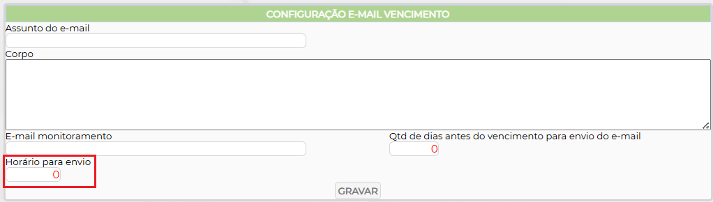 Figura 5 – Configuração de horário de envio