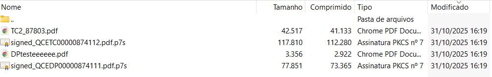 Figura 2 – ZIP com os PDFs e P7S.