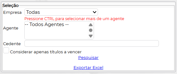 Figura 2 – Filtros de pesquisa