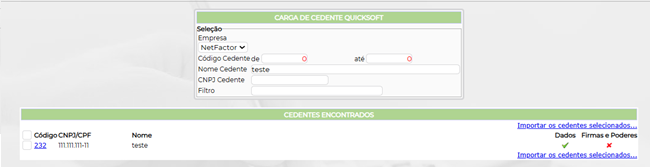 Figura 4 - Envio de Carga Cedente
