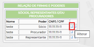 Figura 8 - Cadastro de Firmas e Poderes/Alterar