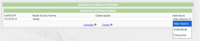 Figura 9 -Tipo de Assinatura