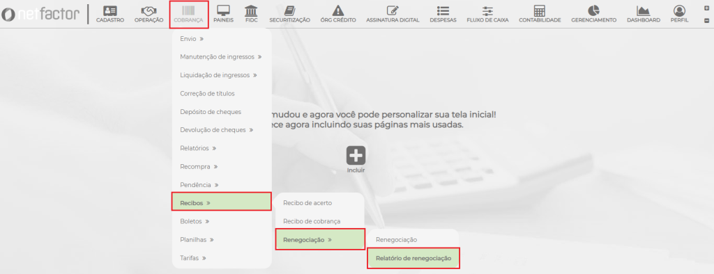 Figura 1 – Caminho para relatório