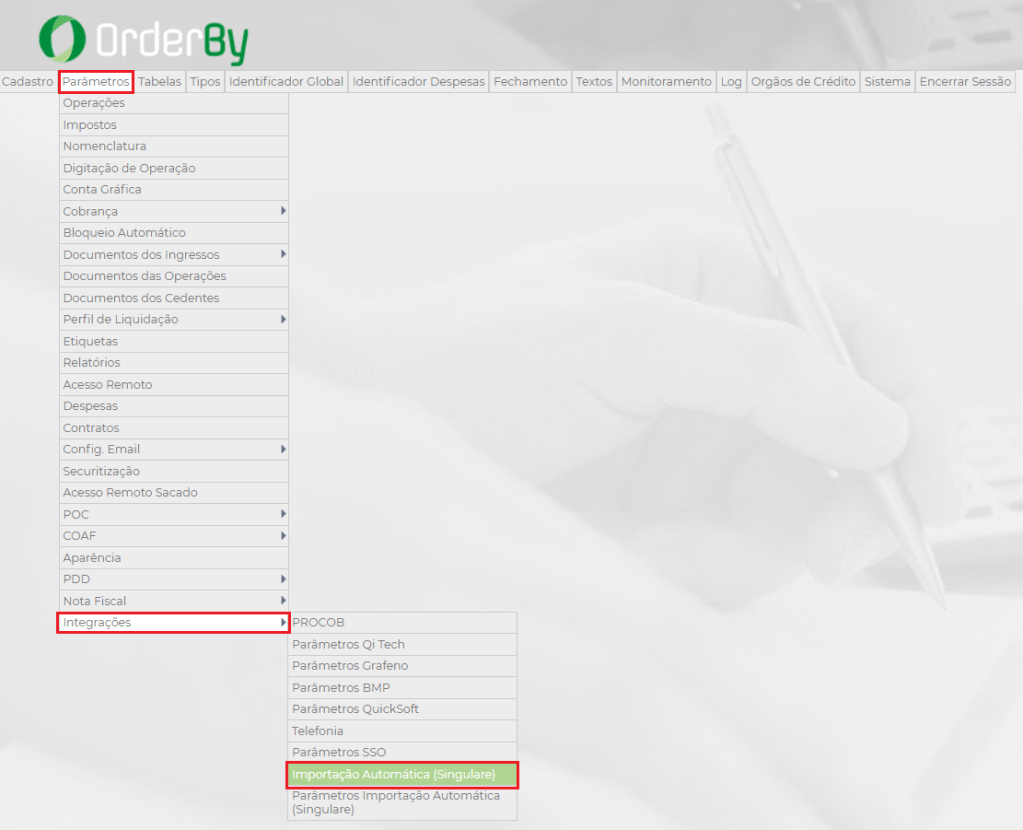 Figura 1 – Caminho para configuração