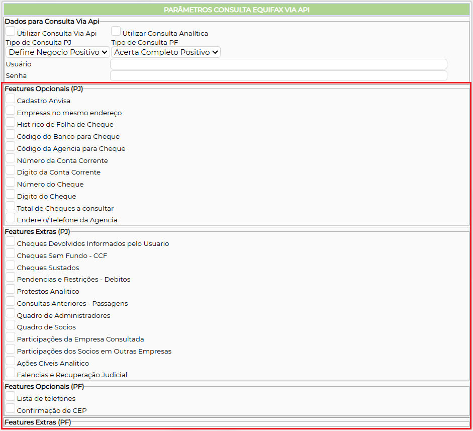 Figura 4 – Configuração de informações opcionais