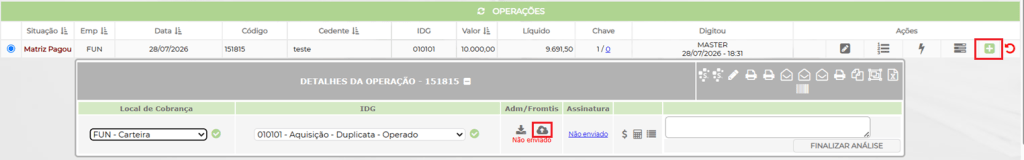 Figura 3 – Envio de operação