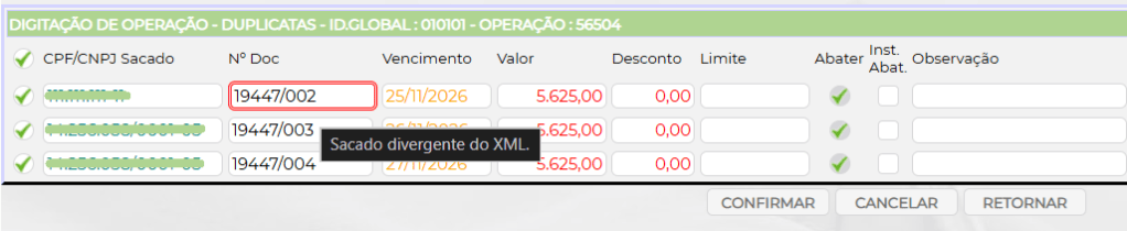 Figura 8 – Bloqueio por sacado divergente na listagem de títulos