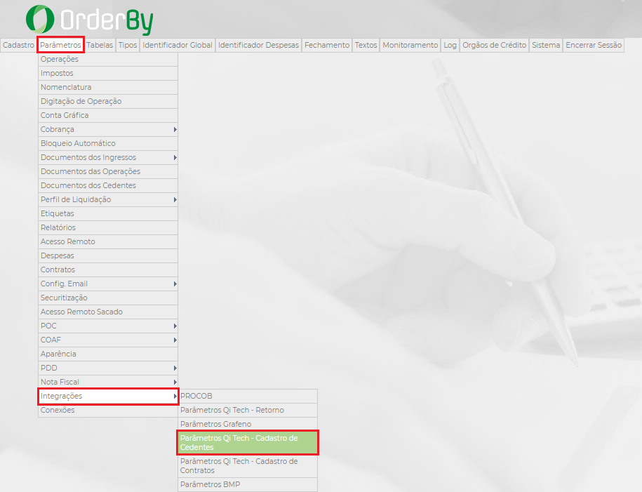 Figura 1 – Caminho para configurar integração