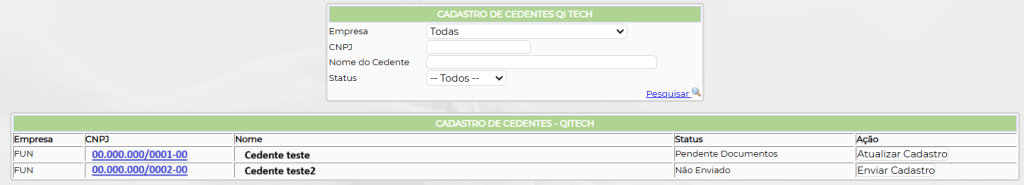 Figura 9 – Painel de cadastros